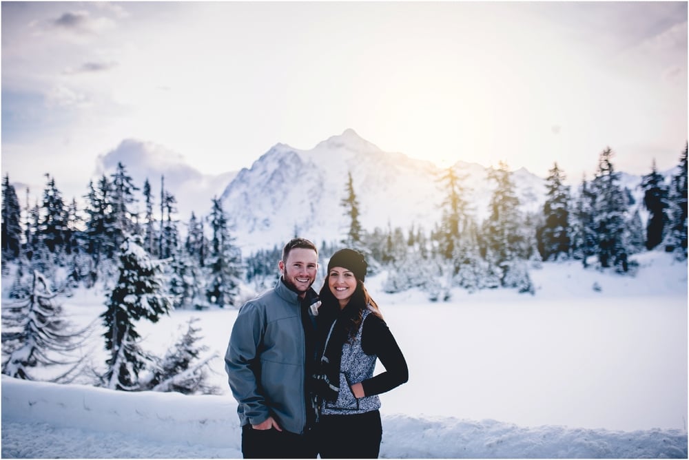 A Snowy Sunrise Anniversary Session on Mt. Baker