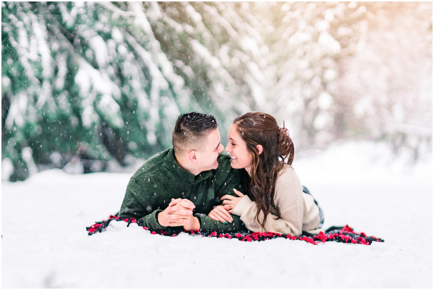 A Beautiful Snowy Engagement Session at Gold Creek Pond