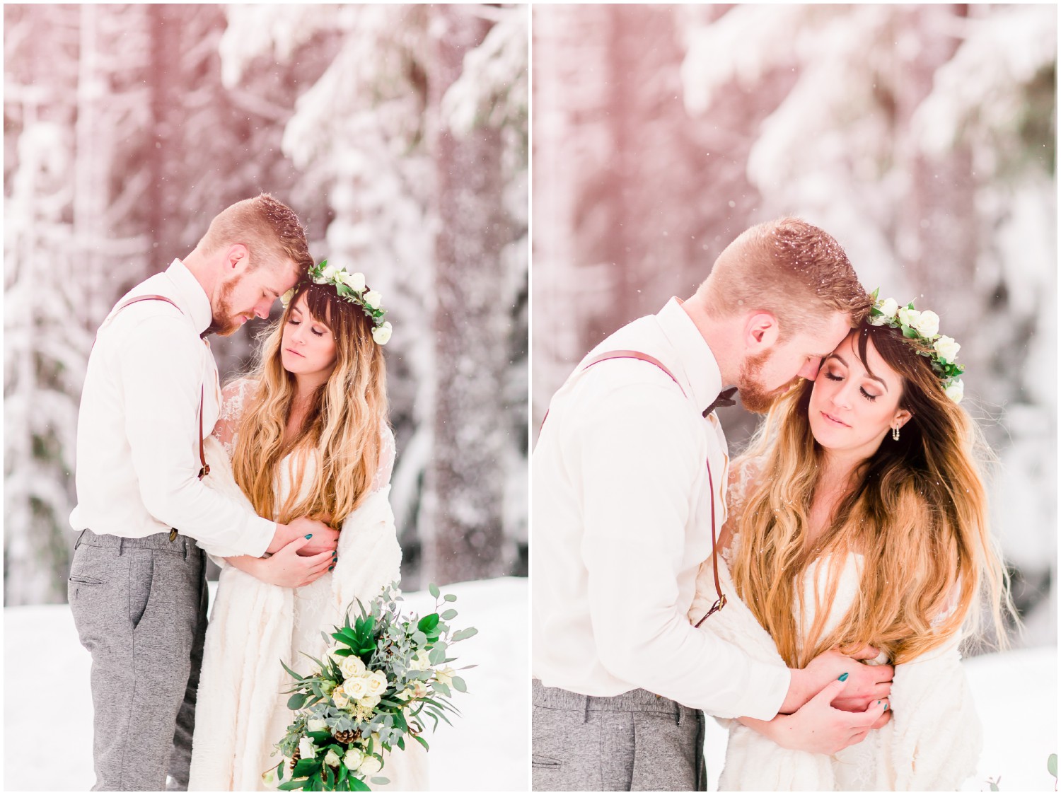 A Snowy Winter Elopement at Trillium Lake