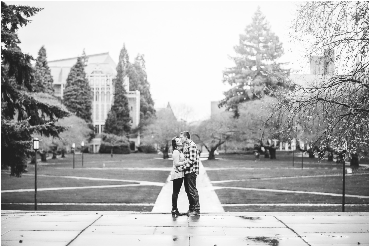 A Rainy Autumn Engagement at the University of Washington