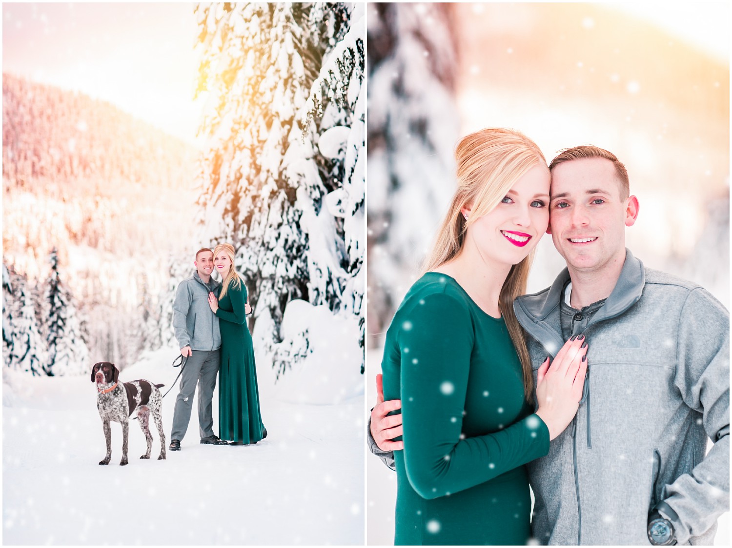 Winter Sunset Snoqualmie Pass Engagement | Cameron & Laura