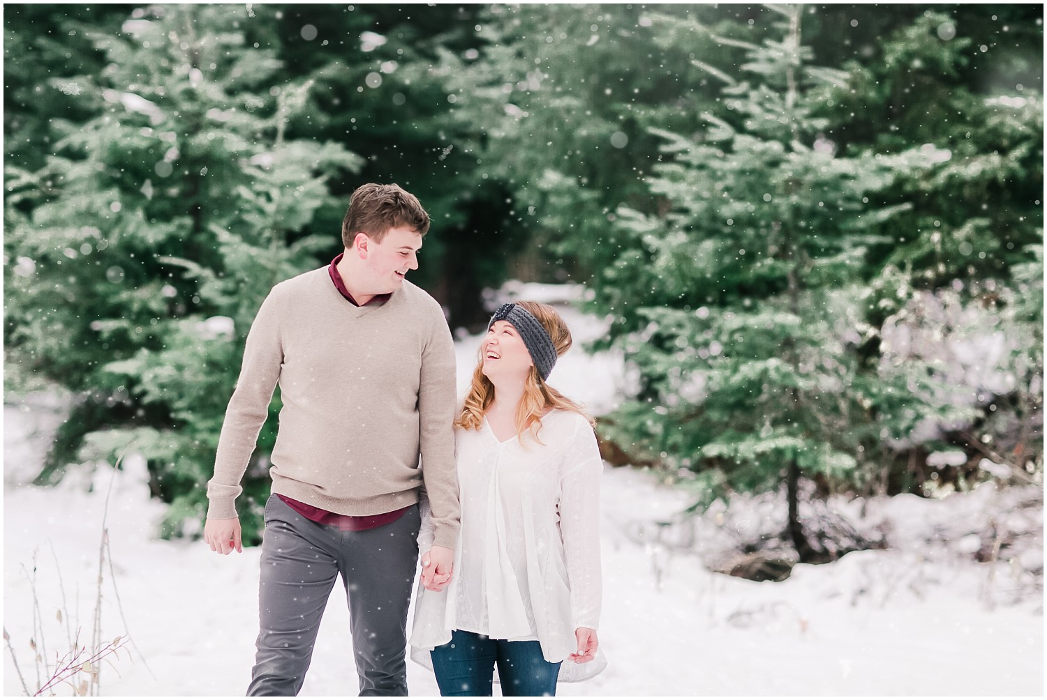 Snowy Gold Creek Pond Engagement Session | Conor & Sarah