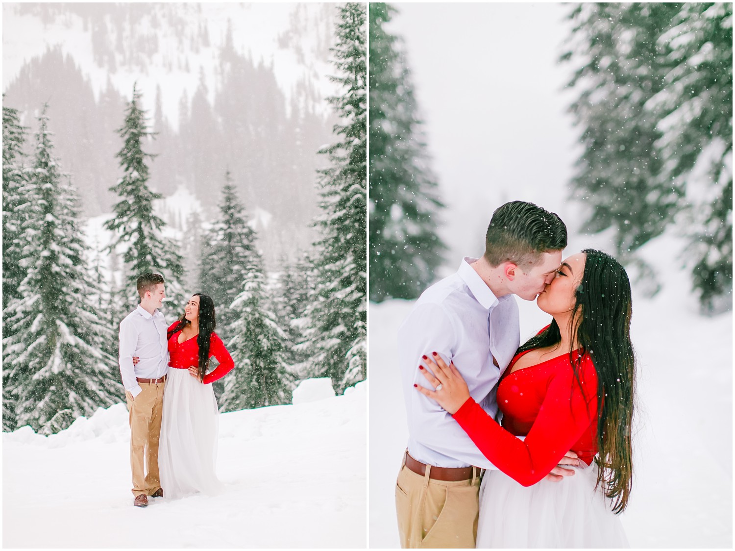 Snowy Winter Alpental Engagement | Andrew & Vivian