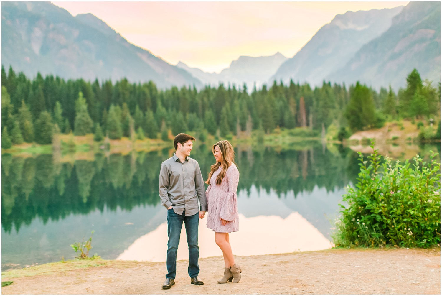 Sunrise Gold Creek Pond Engagement | Cameron & Rachel